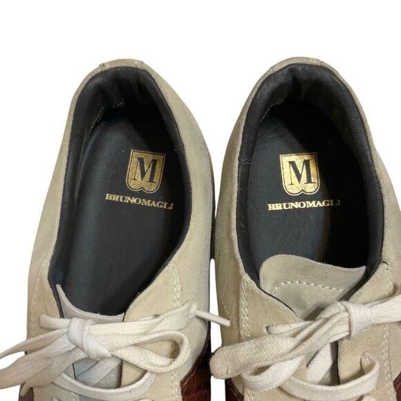 Bruno Magli Justice Men’s Suede Sneakers, Size 13, Tan and Brown Croc with Shoeb - Picture 8 of 16